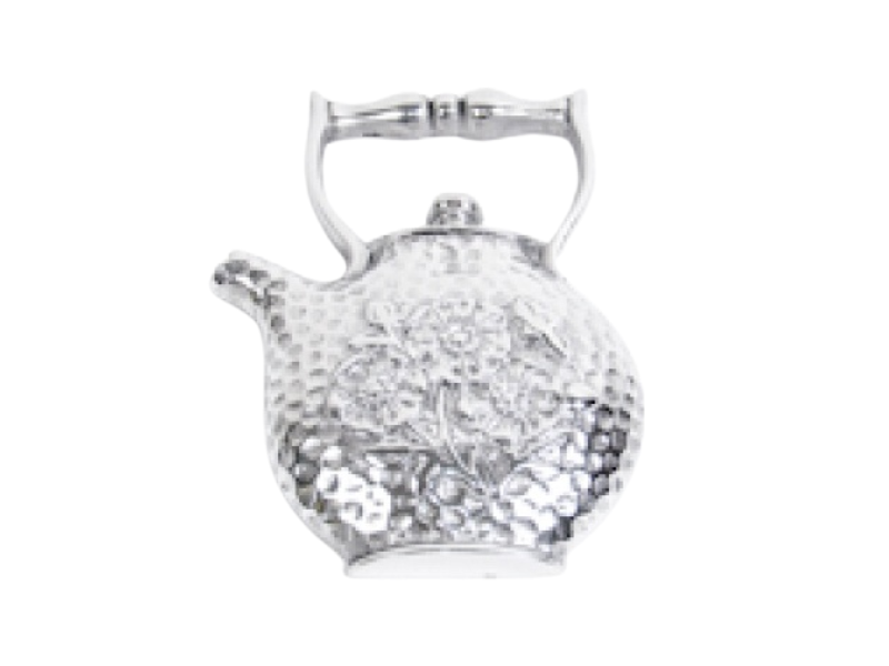 ADORNO CAFETERA FLORES PICADA MED ADORNO DE PEWTER
