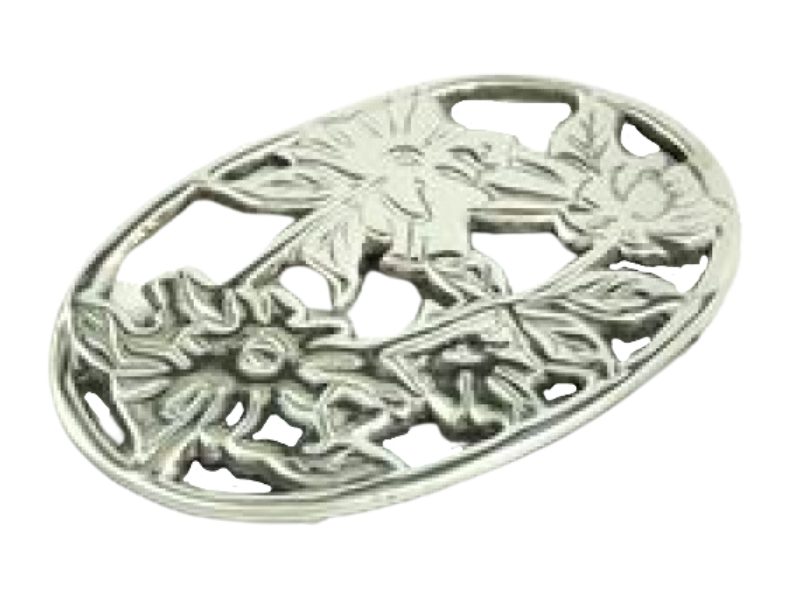 PORTA CALIENTE FLORES OVALADO MED PORTACALIENTE DE PEWTER